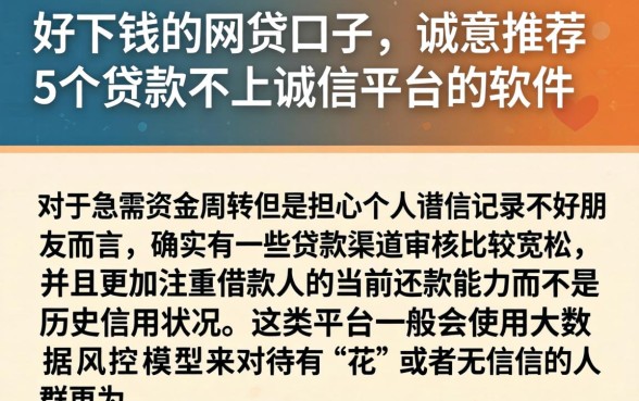 好下钱的网贷口子，诚意推荐5个贷款不上诚信平台的软件