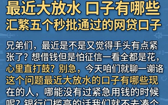 最近大放水的口子有哪些,汇整五个秒批通过的网贷口子