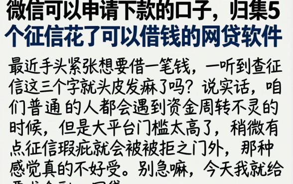 微信可以申请下款的口子,归集5个征信花了可以借钱的网贷软件