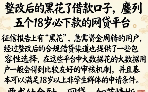 整改后的黑花了借款口子，胪列五个18岁必下款的网贷平台