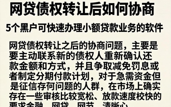 网贷债权转让后如何协商，详细阐述5个黑户可快速办理小额贷款业务的软件