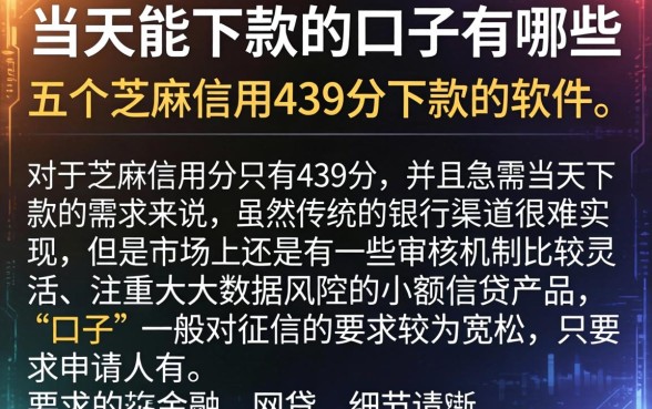 当天能下款的口子有哪些,详尽说明五个芝麻信用439分下款的软件
