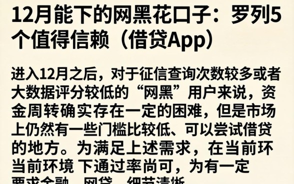 12月能下的网黑花口子，罗列5个值得信赖的借贷app