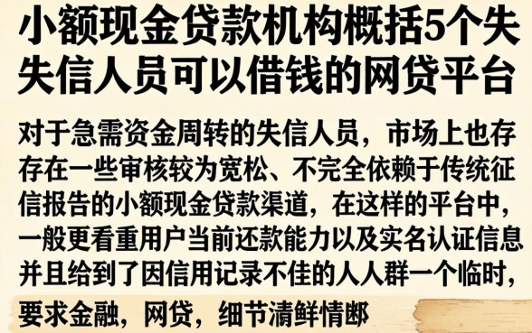 小额现金贷款机构，概括5个失信人员可以借钱的网贷平台