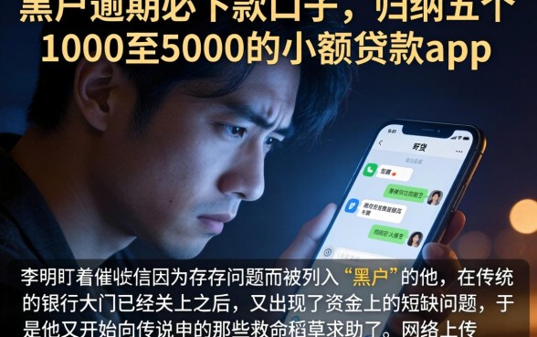 黑户逾期必下款口子，归纳五个1000至5000的小额贷款app