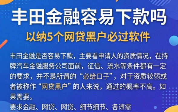 丰田金融容易下款吗，归纳5个网贷黑户必过软件