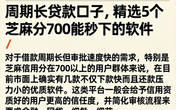 周期长的贷款口子，精选5个芝麻分700能秒下的软件