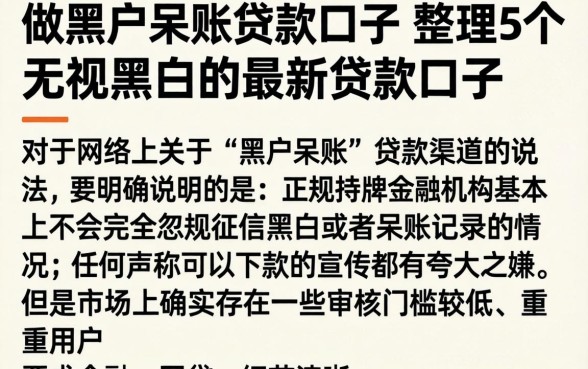 做黑户呆账贷款口子，整理5个无视黑白的最新贷款口子