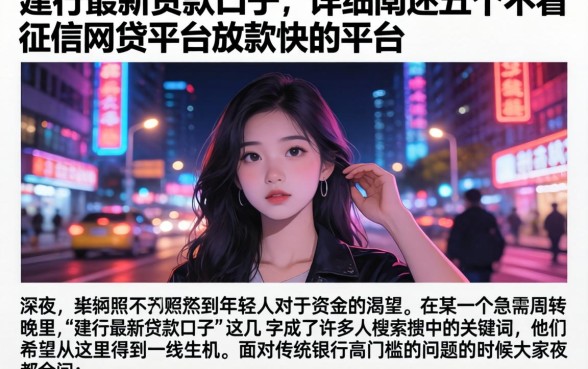建行最新贷款口子，详细阐述五个不看征信网贷平台放款快的平台