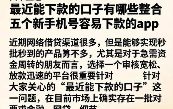 最近能下款的口子有哪些，整合五个新手机号容易下款的app