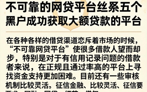 不可靠的网贷平台,条列五个黑户成功获取大额贷款的平台