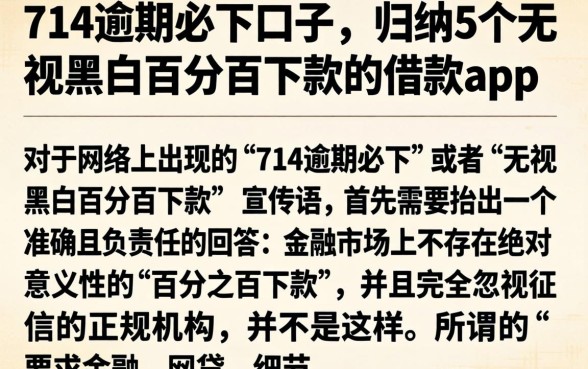 714逾期必下口子，归纳5个无视黑白百分百下款的借款app
