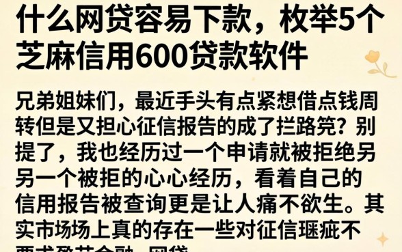 什么网贷容易下款，枚举5个芝麻信用600贷款软件