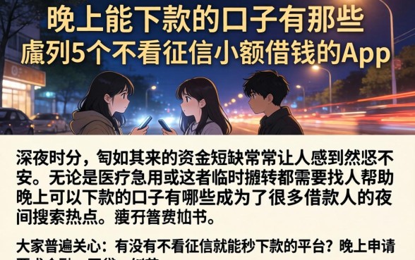 晚上能下款的口子有那些，胪列5个不看征信小额借钱的app