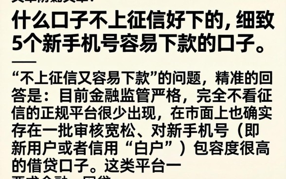 什么口子不上征信好下的，细致阐述5个新手机号容易下款的口子