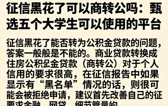 征信黑花了可以商转公吗，甄选五个大学生可以使用的平台