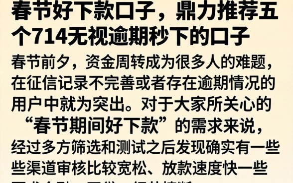 春节好下款的口子，鼎力推荐五个714无视逾期秒下的口子