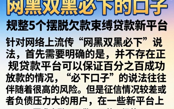 网黑双黑必下的口子，规整5个摆脱欠款束缚贷款新平台