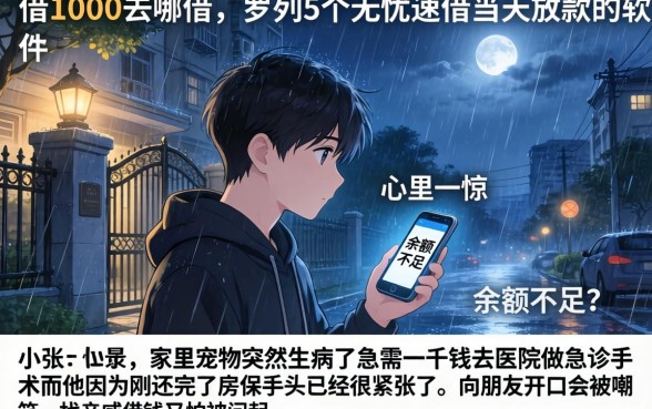 借1000去哪借,罗列5个无忧速借当天放款的软件