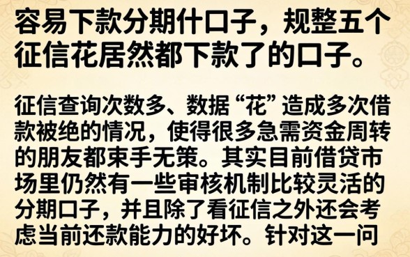 容易下款分期的口子，规整五个征信花居然都下款了的口子