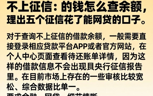 不上征信的钱怎么查余额，理出五个征信花了能网贷的口子