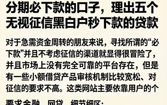 分期必下款的口子，理出五个无视征信黑白户秒下款的贷款