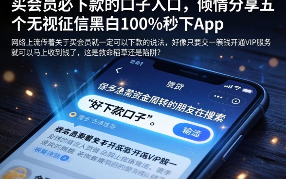 买会员必下款的口子入口,倾情分享五个无视征信黑白100%秒下app