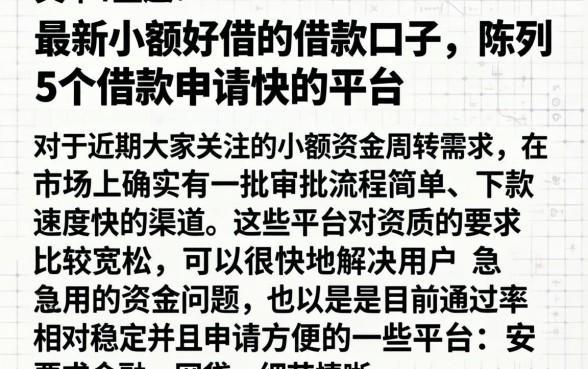 最新小额好借的借款口子,陈列5个借款申请快的平台