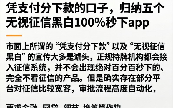凭支付分下款的口子，归纳五个无视征信黑白100%秒下app