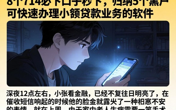 8个714必下口子秒下，归纳5个黑户可快速办理小额贷款业务的软件