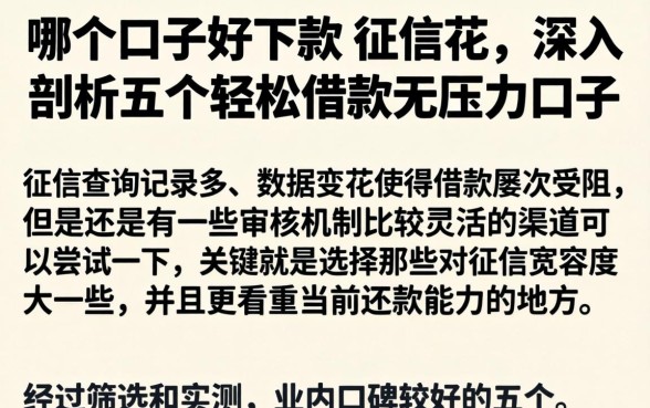 哪个口子好下款 征信花，深入剖析五个轻松借款无压力口子