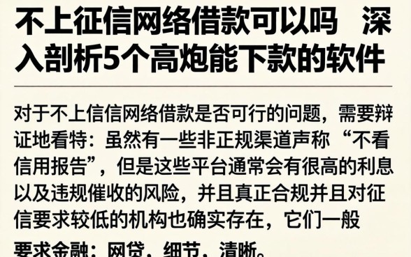 不上征信网络借款可以吗，深入剖析5个高炮能下款的软件