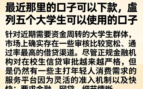 最近那里的口子可以下款，胪列五个大学生可以使用的口子