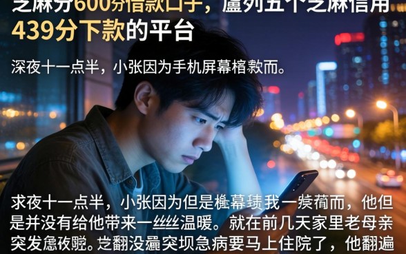 芝麻分600分借款口子，胪列五个芝麻信用439分下款的平台