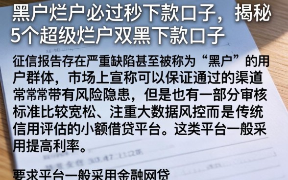 黑户烂户必过秒下款口子，揭秘5个超级烂户双黑下款口子