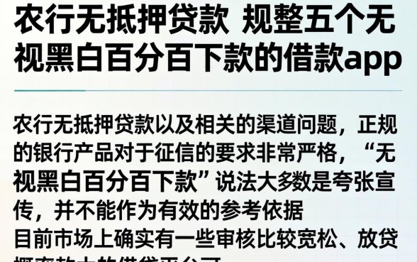 农行无抵押贷款，规整五个无视黑白百分百下款的借款app
