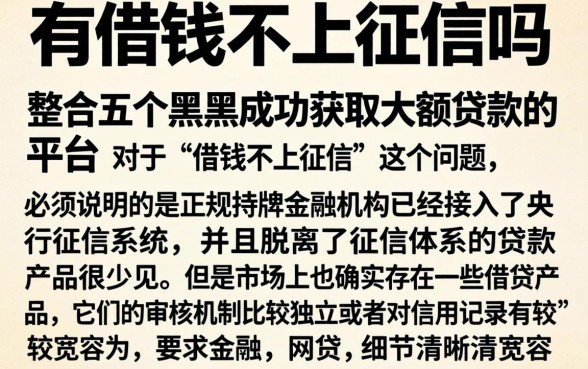 有借钱不上征信吗，整合五个黑户成功获取大额贷款的平台