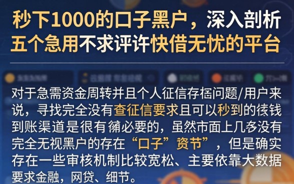 秒下1000的口子黑户,深入剖析五个急用不求评分快借无忧的平台