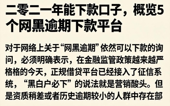二零二一年能下款的口子，概览5个网黑逾期下款平台