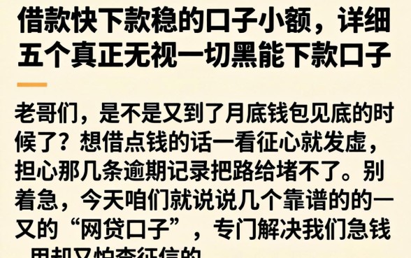 借款快下款稳的口子小额，详尽说明五个真正无视一切黑能下款口子