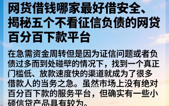 网货借钱哪家最好借安全，揭秘五个不看征信负债的网贷百分百下款平台