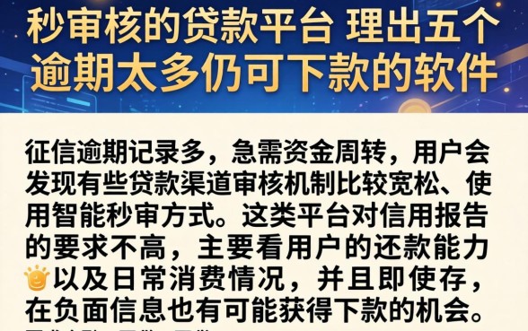 秒审核的贷款平台，理出五个逾期太多仍可下款的软件