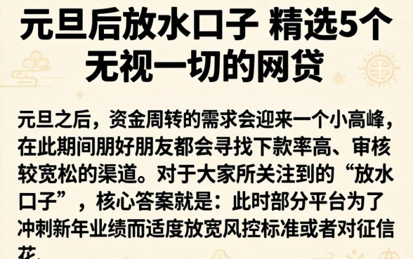 元旦后放水的口子，精选5个无视一切的网贷