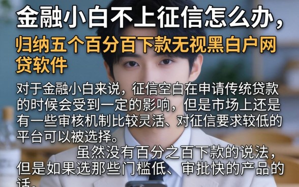 金融小白不上征信怎么办,归纳五个百分百下款无视黑白户网贷软件