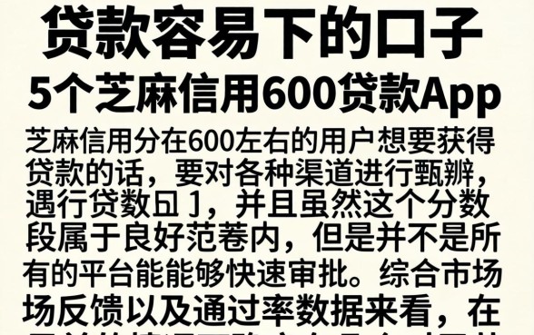 贷款容易下的口子，概括5个芝麻信用600贷款app