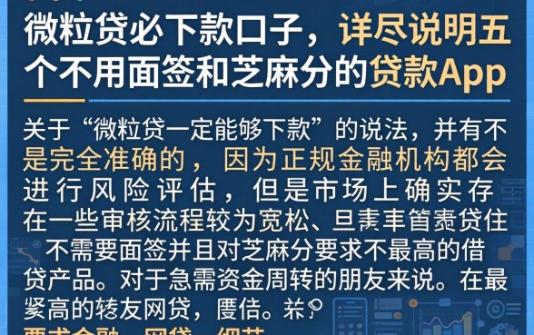 微粒贷必下款的口子，详尽说明五个不用面签和芝麻分的贷款app