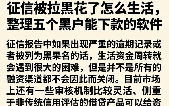 征信被拉黑花了怎么生活，整理五个黑户能下款的软件