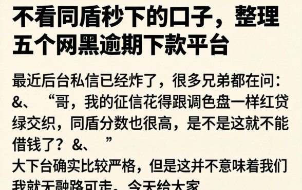 不看同盾秒下的口子，整理五个网黑逾期下款平台