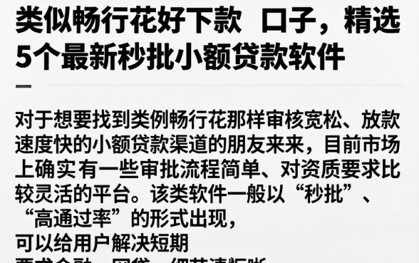 类似畅行花好下款的口子，精选5个最新秒批小额贷款软件