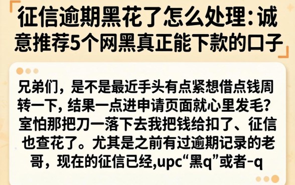 征信逾期黑花了怎么处理，诚意推荐5个网黑真正能下款的口子